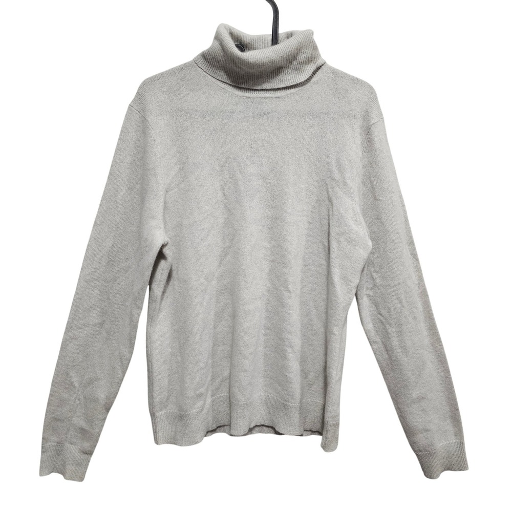 Lord & Taylor Cashmere Light Gray Heathered  Turtleneck Sweater Women's Large